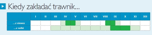 Tabela obrazująca, kiedy zakładać trawnik