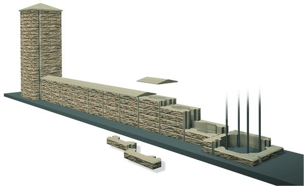 Schemat ogrodzenia w konstrukcji suchego muru, fot. Gigam-Bis