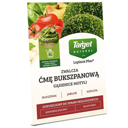 Lepinox Plus zwalcza ćmę bukszpanową i gąsienice motyli – 10 g