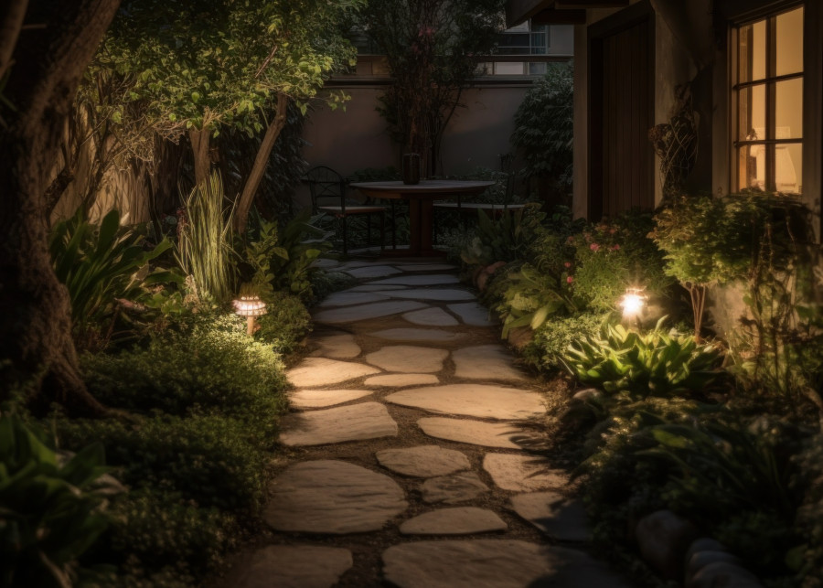 Podświetlenie roślin w ogrodzie - jakimi zasadami sie kierować fot. AdobeStock