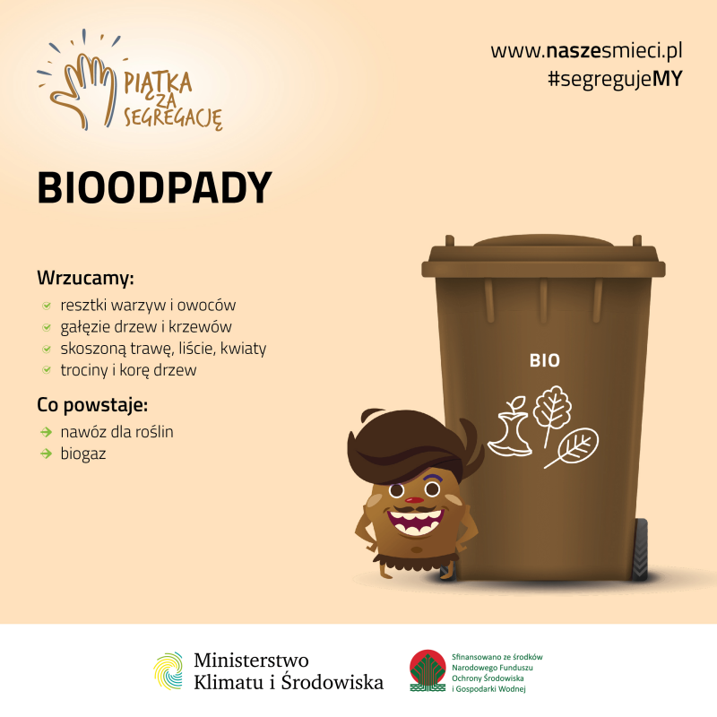 Brązowy pojemnik na śmieci - Bioodpady