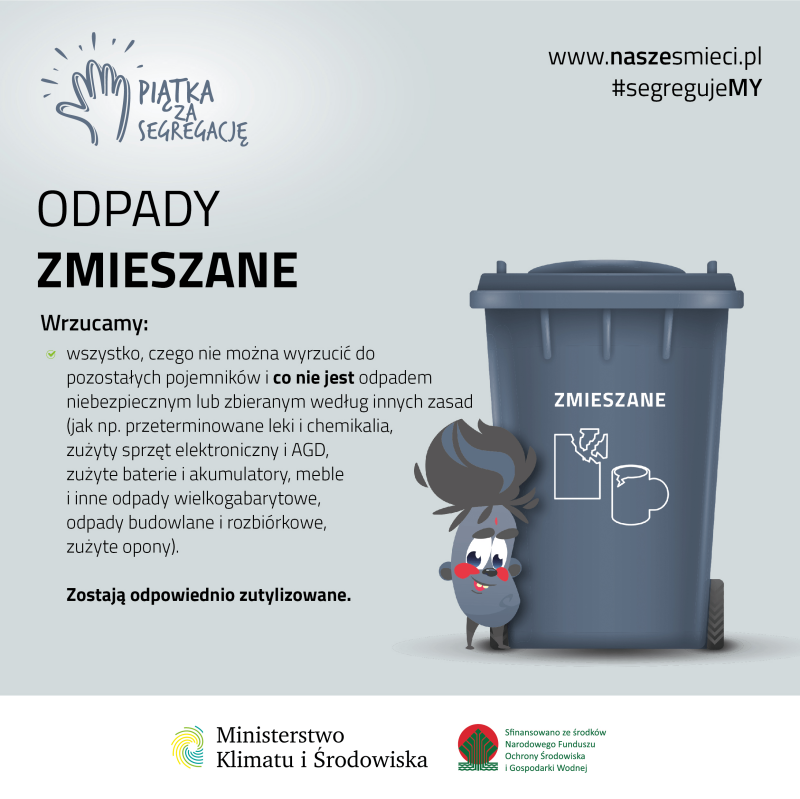 Czarny pojemnik na śmieci - Odpady zmieszane