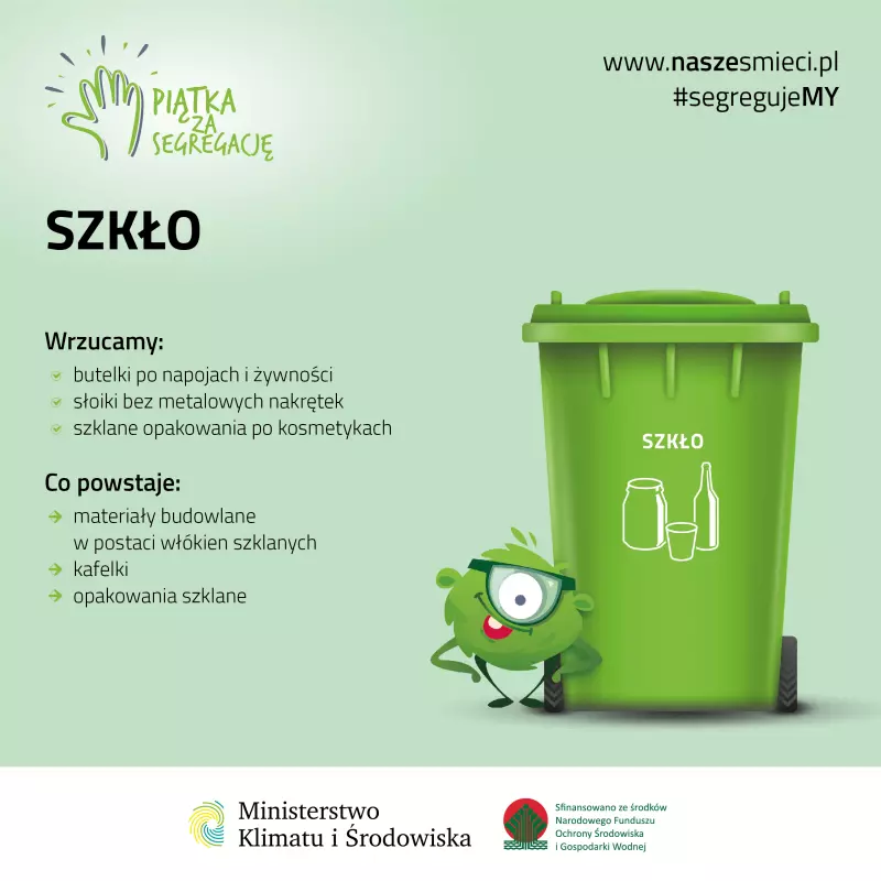 Zielony pojemnik na śmieci - Szkło