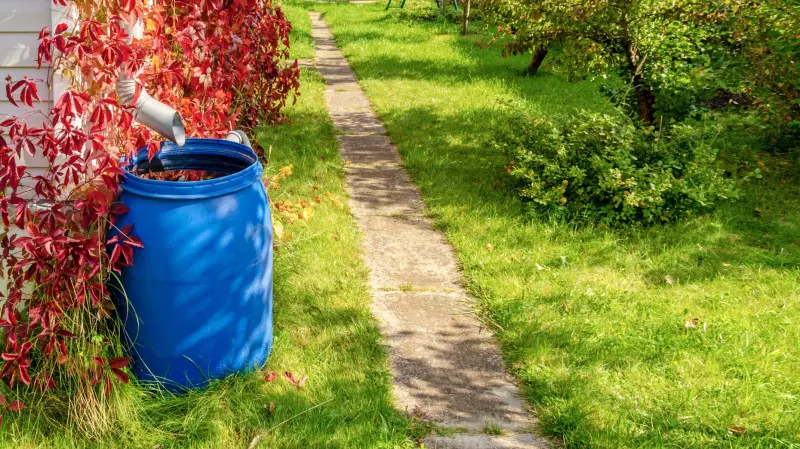 Odprowadzenie wody z rynien do zbiornika na deszczówkę