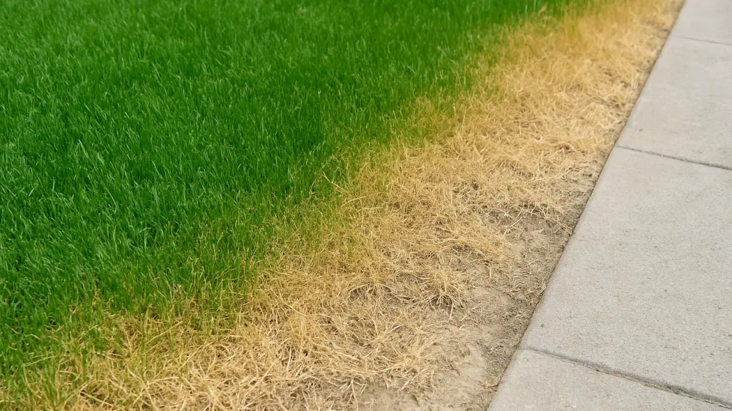Trawnik żółknie od brzegów To nie przez brak wody, ale przez… krawężnik