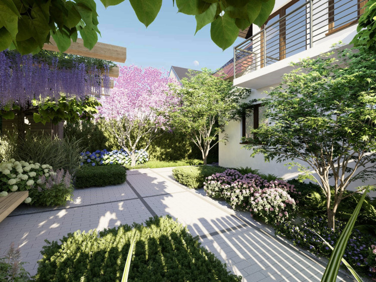 Mały ogród przy osiedlu