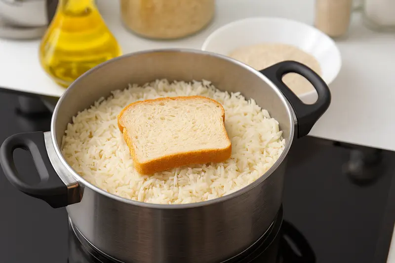 Ryż pachnie spalenizną Ten trik z chlebem może uratować danie