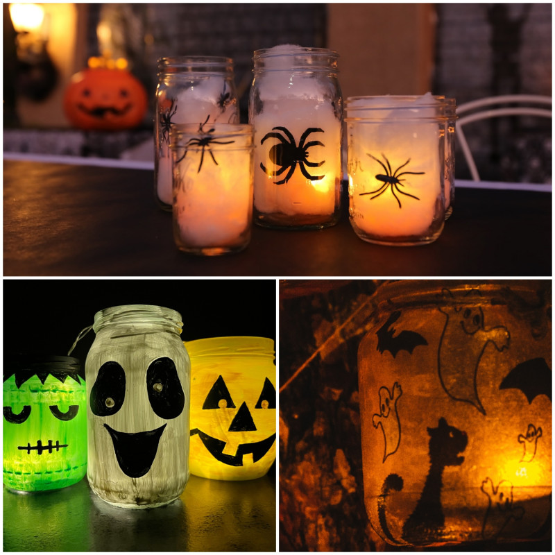 Lampiony ze słoików na Halloween