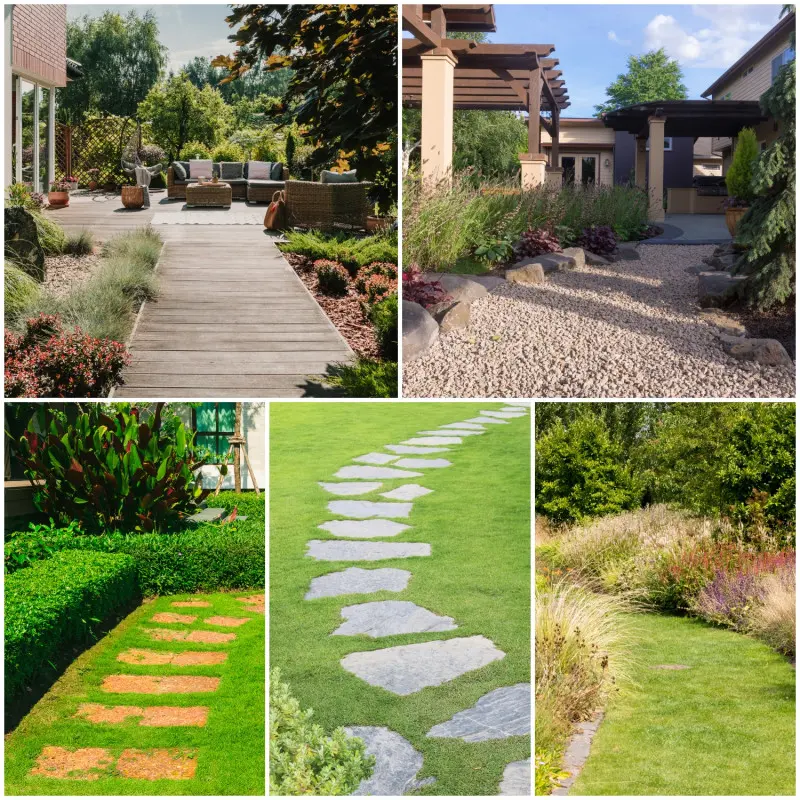 Różne rodzaje chodników w ogrodzie