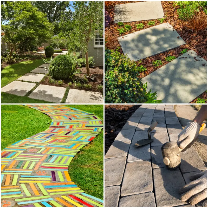 Różne rodzaje chodników w ogrodzie