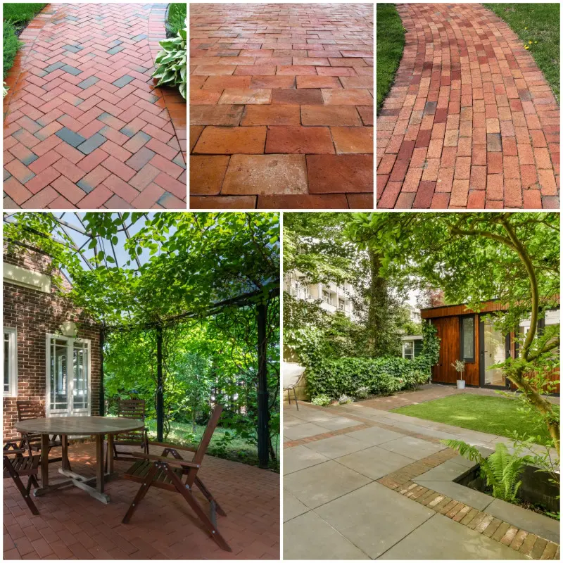 Stara cegła i płytki à la stara cegła w ogrodzie