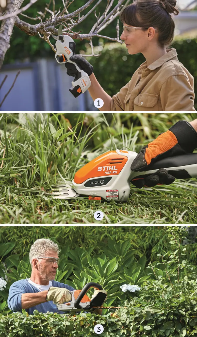 Ogrodowe urządzenia akumulatorowe STIHL do pielęgnacji żywopłotów i krzewów ozdobnych