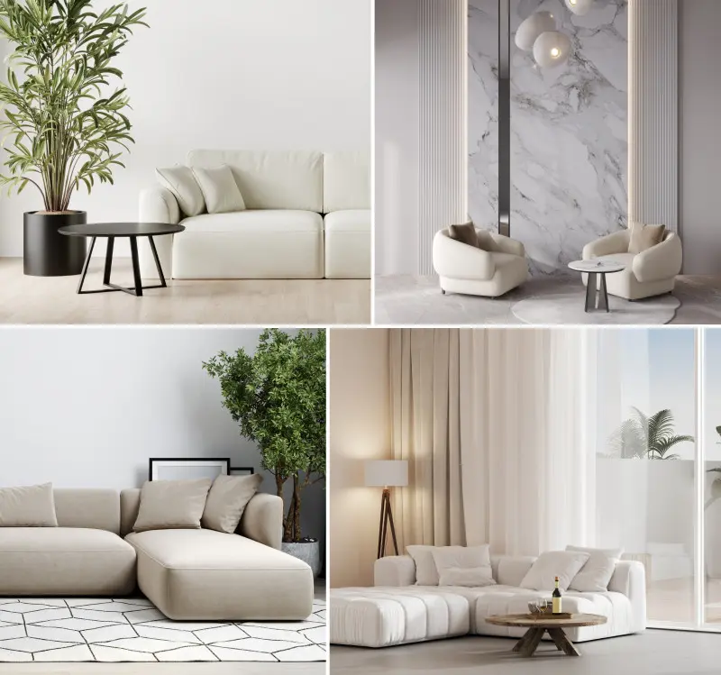 Wnętrza inspirowane kolorem roku 2026 Pantone Cloud Dancer