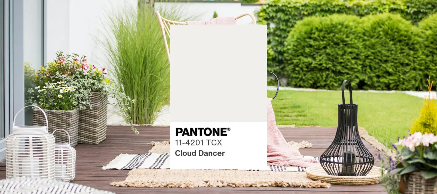 Ogród w kolorze Pantone 2026 Cloud Dancer