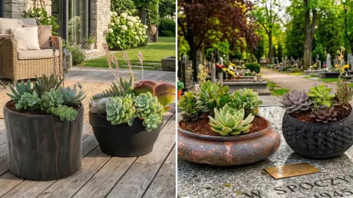 Kompozycje z sukulentów – piękne, trwałe i wyjątkowo łatwe w pielęgnacji. Idealne do donic i na cmentarz