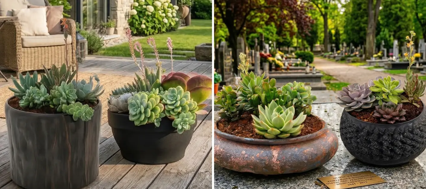 Sukulenty w doniczkach - na tarasie i na grobach