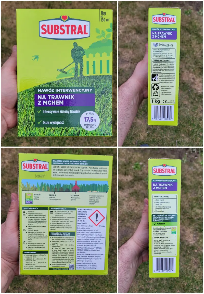Nawóz na trawnik z mchem - pudełko 1 kg