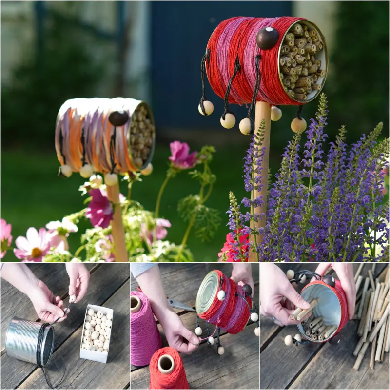 hotel dla owadów ze zwykłej puszki