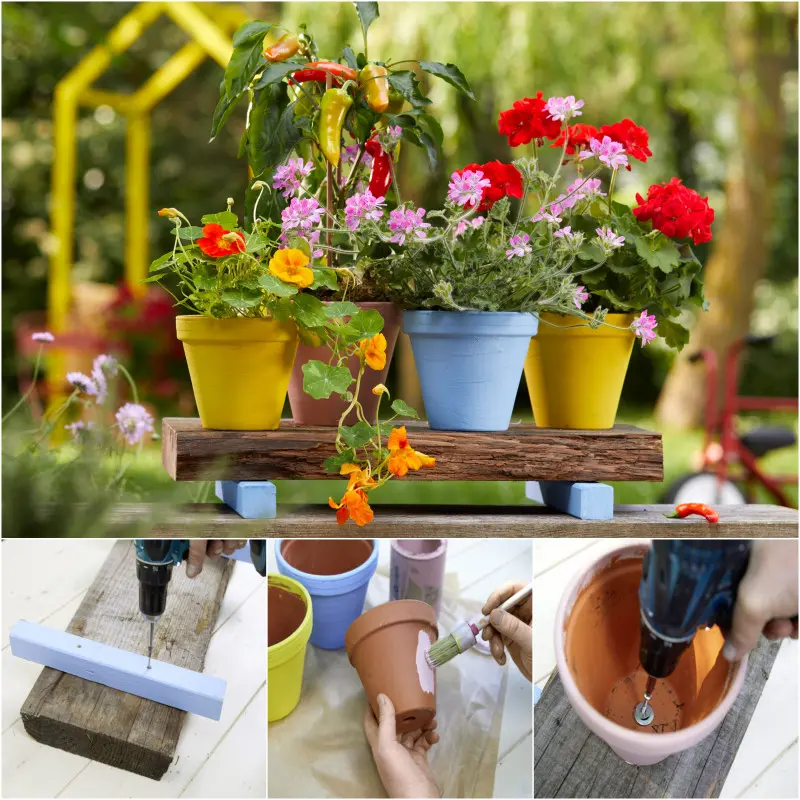 kolorowy stojak na donice