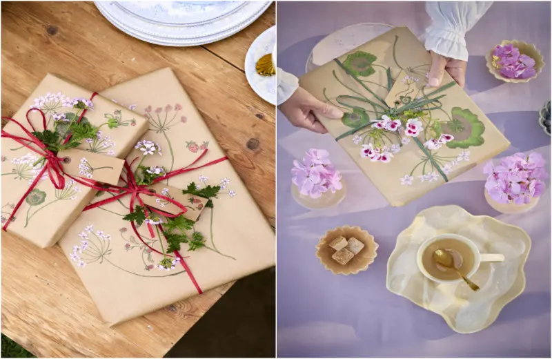 Kwiatowy duet: kwitnące opakowanie prezentowe