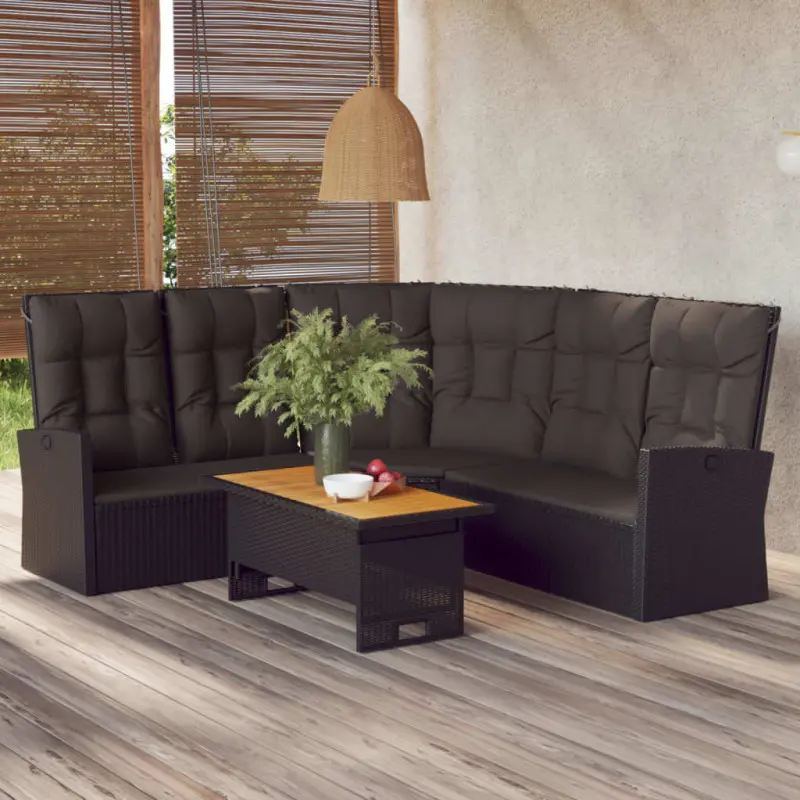 czarna sofa narożna na tarasie