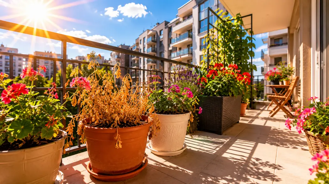Balkon w pełnym słońcu